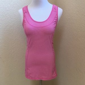 Lululemon athletica pink white striped ruched tank